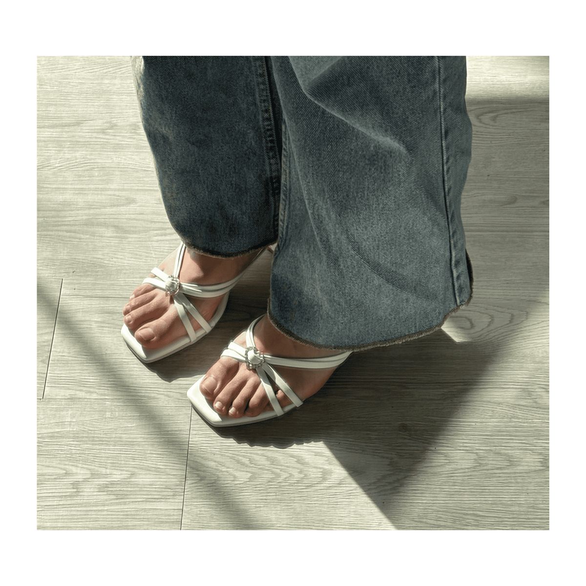 PALINI SHOES - taco 5 de vestir en punta cuadrada color blanco