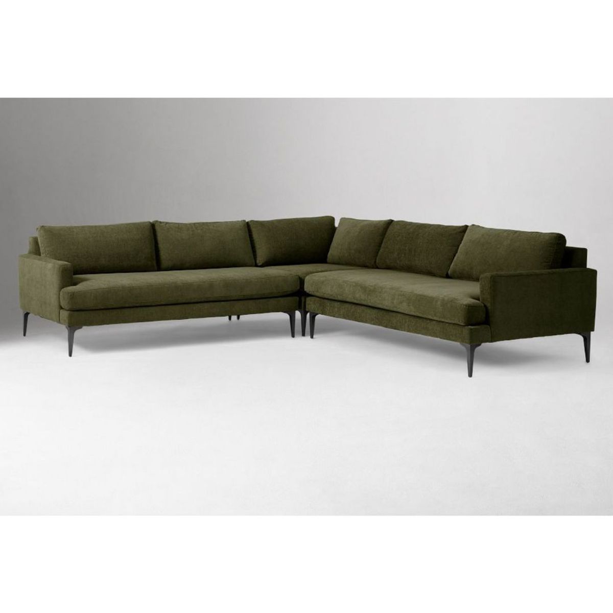 GENERICO - Seccional Andre en Forma U en Tela Antifluido con Patas de Acero Dorado