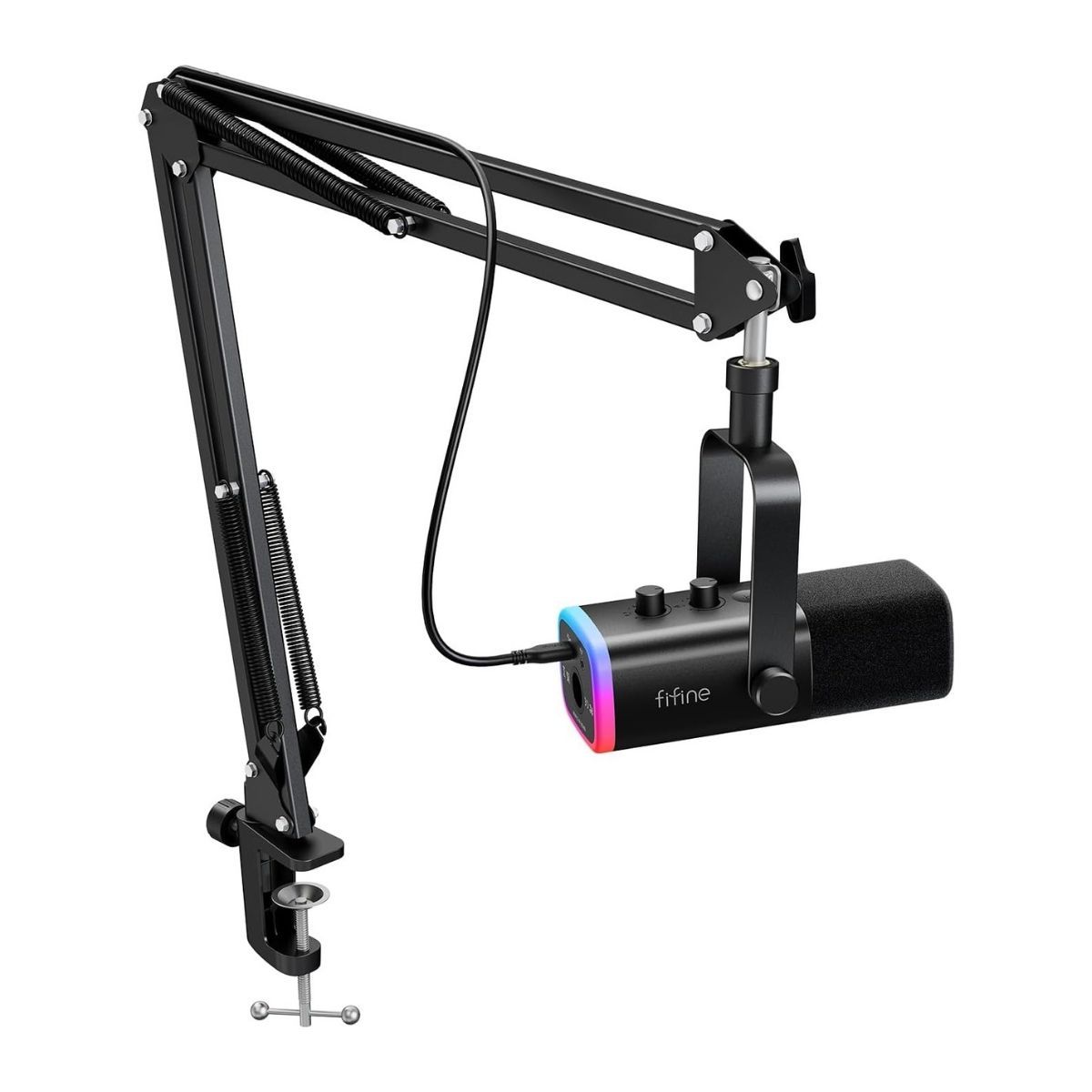 FIFINE - Fifine - Micrófono Ampligame AM8T XLRUSB Incluye Brazo - Negro