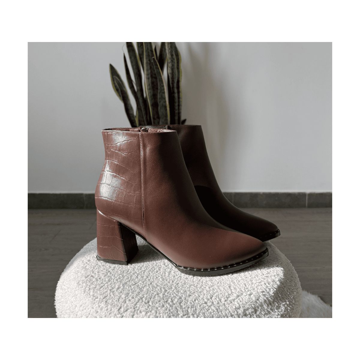 PALINI SHOES - Botín en punta con taco 5 color marrón