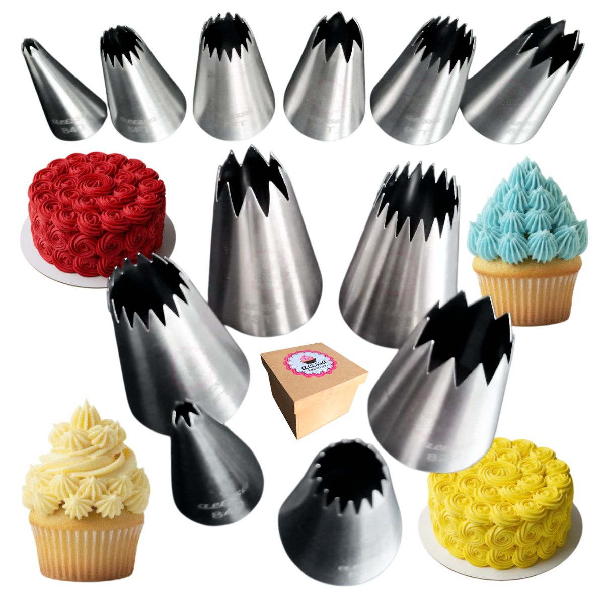 GENERICO - Set Premium de 6 Boquillas Estrella Abiertas Profesionales para Repostería