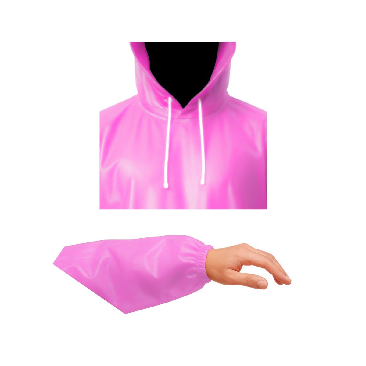 GENERICO - Poncho Impermeable Grueso Cerrado de Mangas Elasticas con Capucha Ajustable Rosado