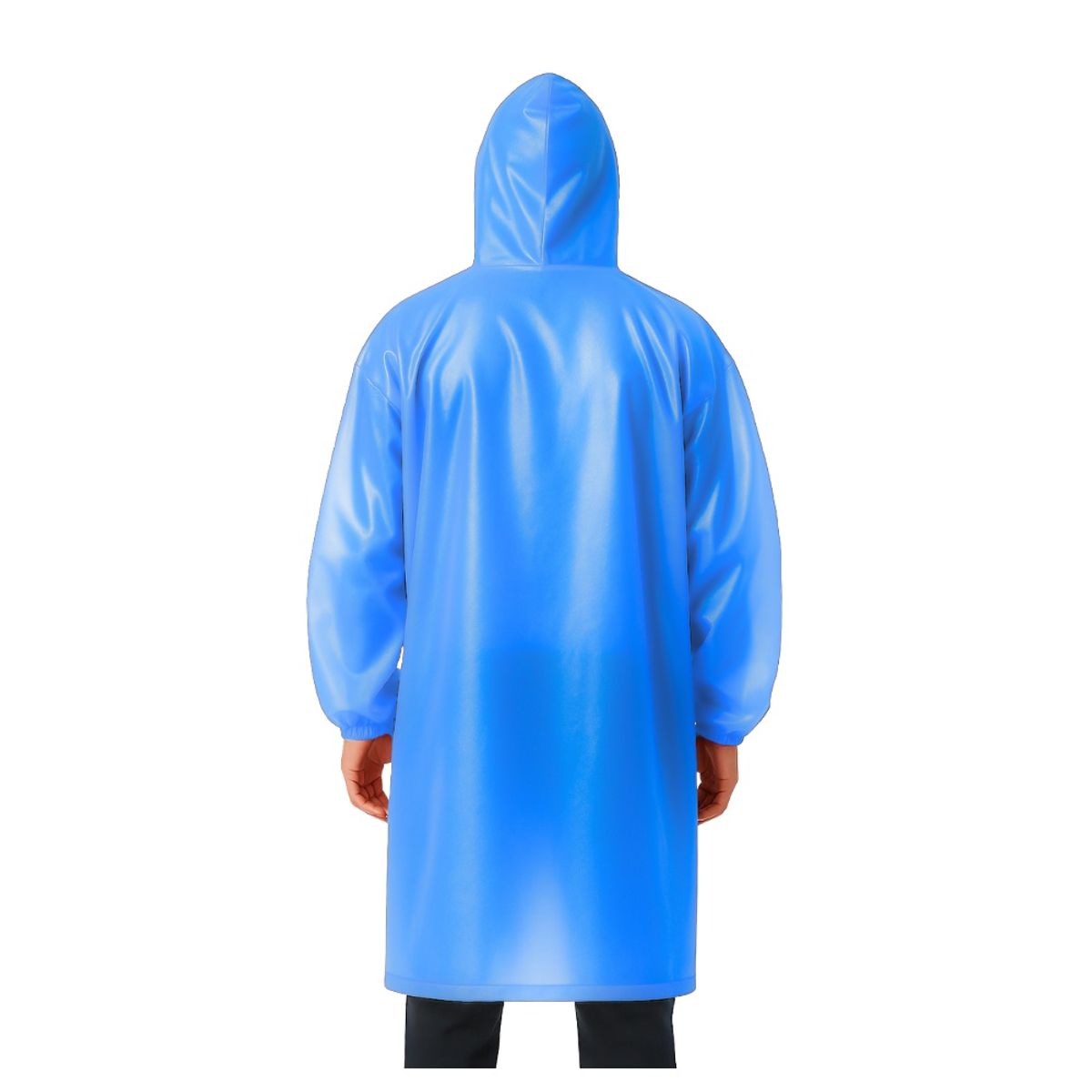 GENERICO - Poncho Impermeable Grueso Cerrado de Mangas Elasticas con Capucha Ajustable Azulino