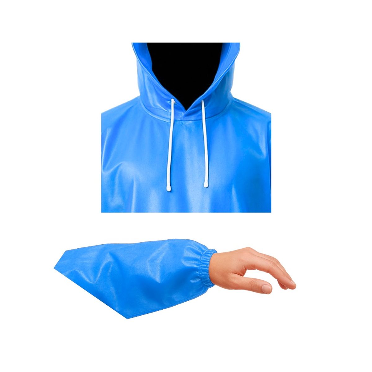 GENERICO - Poncho Impermeable Grueso Cerrado de Mangas Elasticas con Capucha Ajustable Azulino