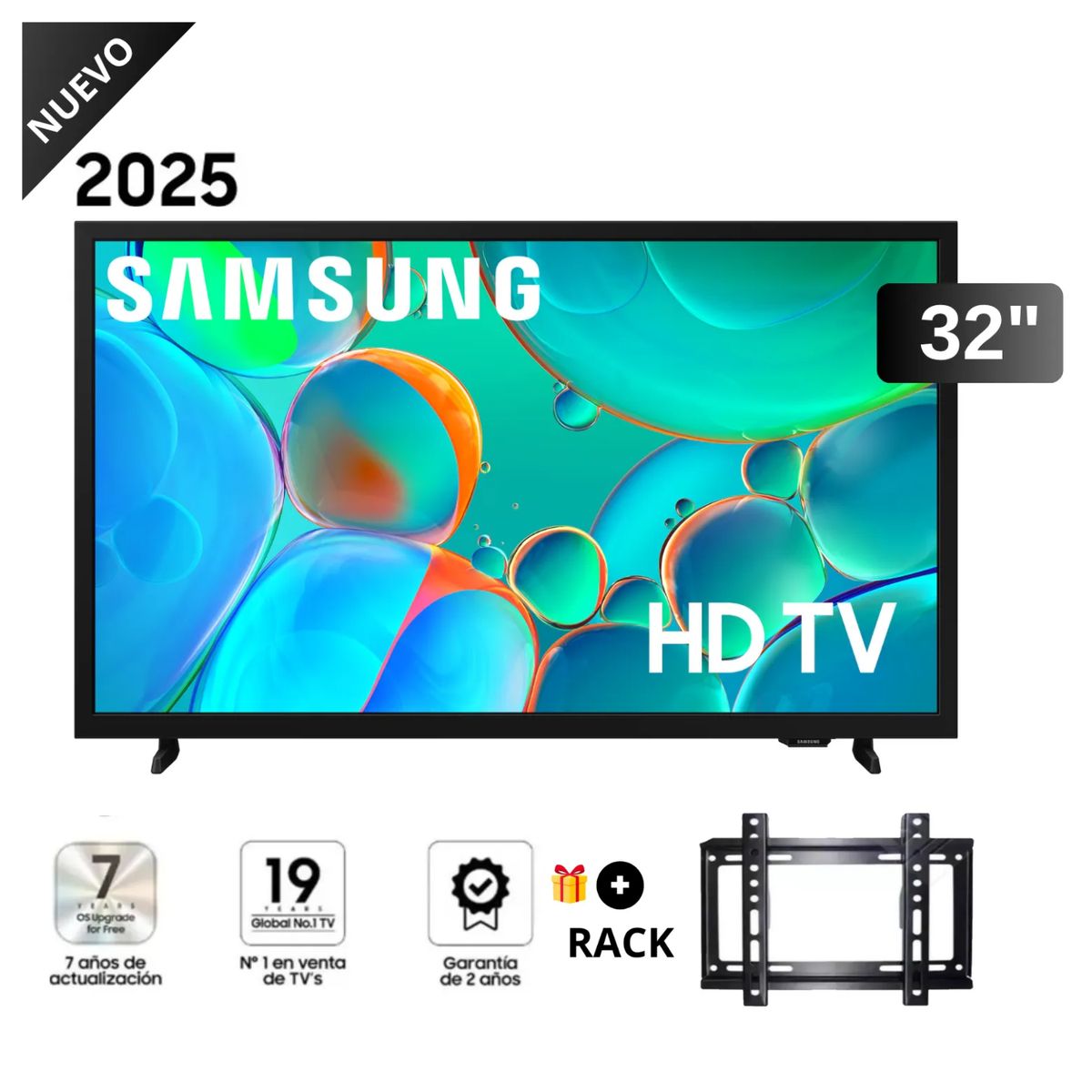 SAMSUNG - Televisor Samsung 32 HD Smart TV H5000F 2025 + Rack