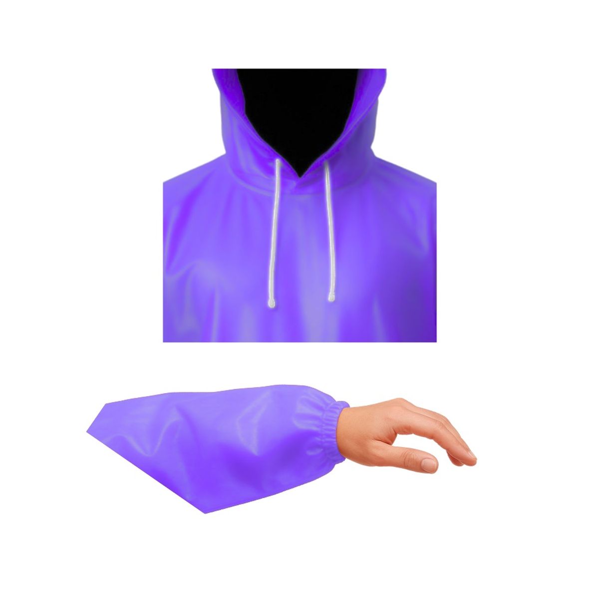 GENERICO - Poncho Impermeable Grueso Cerrado de Mangas Elasticas con Capucha Ajustable Morado