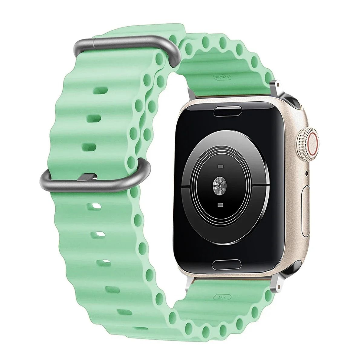 GENERICO - Correa Silicona Acanalada Smartwatch Ajuste Hebilla Deporte Resistente Agua Verde