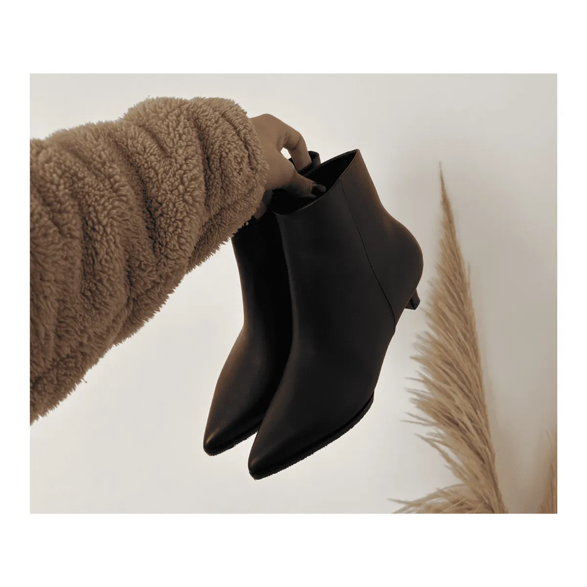 PALINI SHOES - Botín en punta con taco 3 color negro