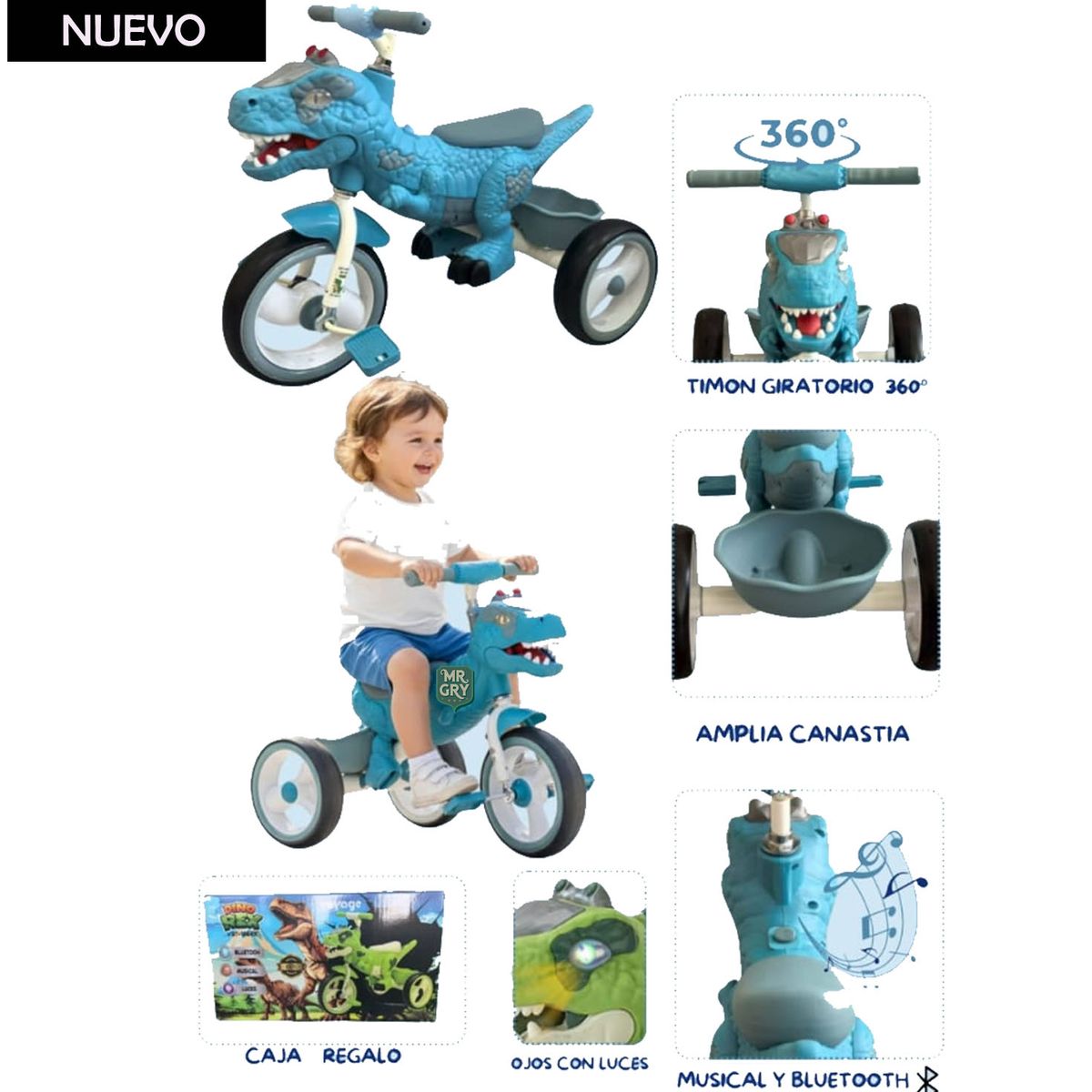VOYAGE - Triciclo Dino Rex Voyage Musical y Luces Azul