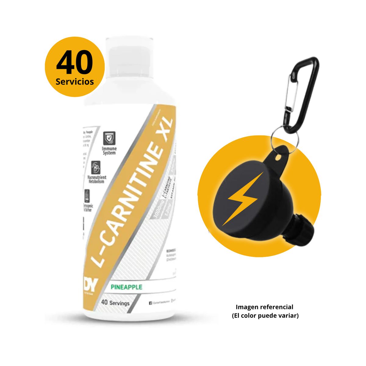 DORIAN YATES - L- CARNITINE XL PINEAPPLE 40 SERVICIOS + PORTASUPLEMENTOS