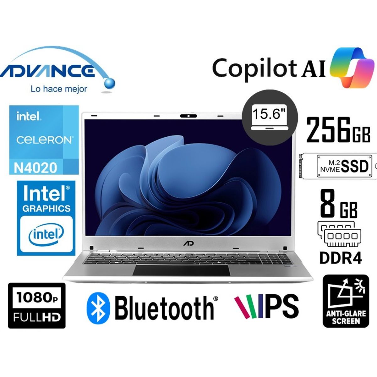 ADVANCE - NOTEBOOK ADVANCE 15.6 NV9854 CELERON N4020 8GB 256GB - GRIS