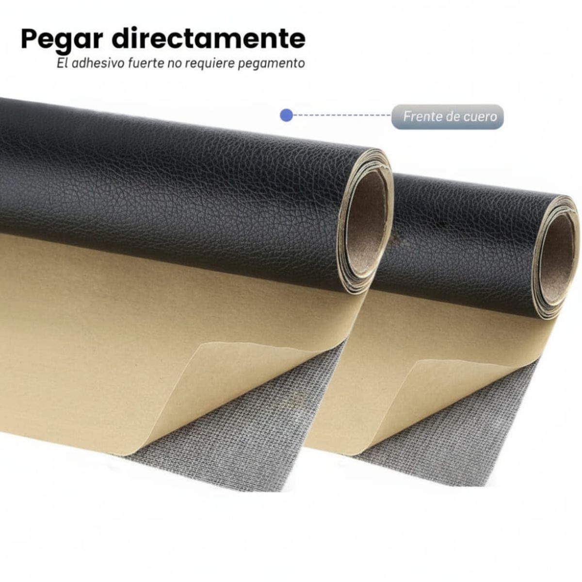 GENERICO - Parche Rollo Autoadhesivo Cuero Negro Reparador Pack x2