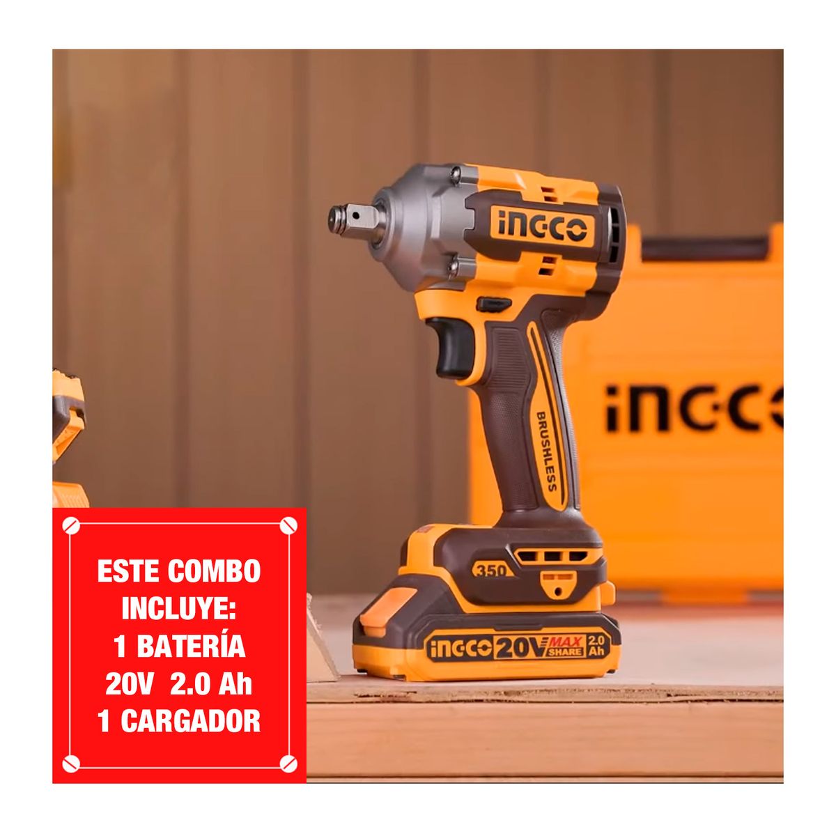 INGCO TOOLS - Llave De Impacto Inalámbrico 350nm Con Batcarg -ciwli20351