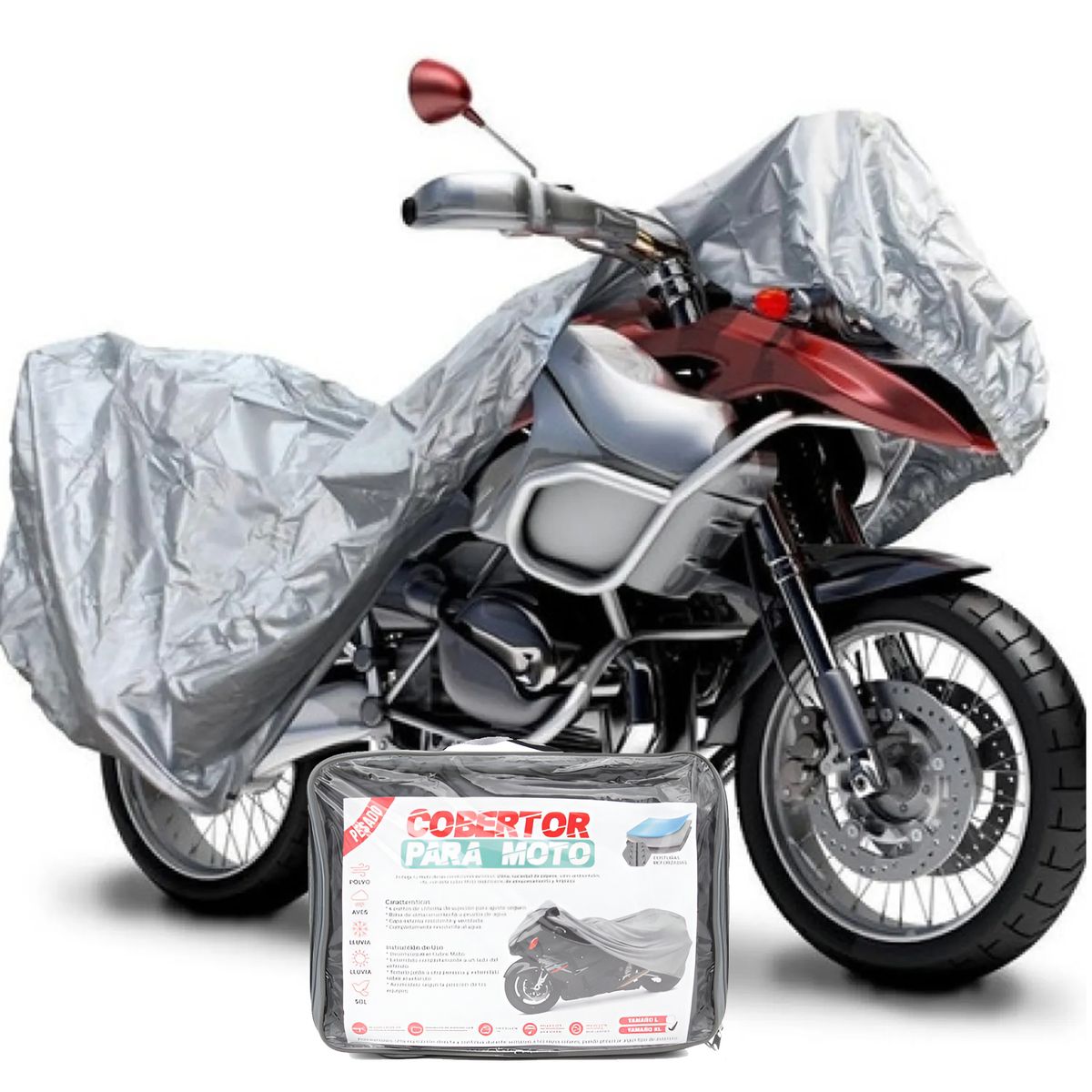 GENERICO - Cobertor De Moto Pesado Acolchado Con Cinta Reflectivo Impermeable Talla L
