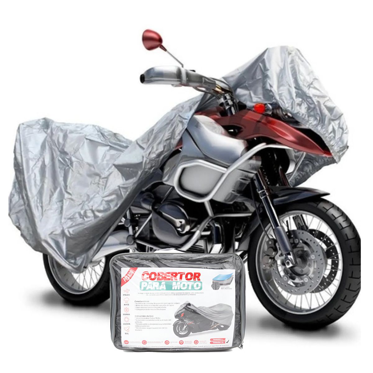 GENERICO - Cobertor De Moto Pesado Acolchado Con Cinta Reflectivo Impermeable Talla L