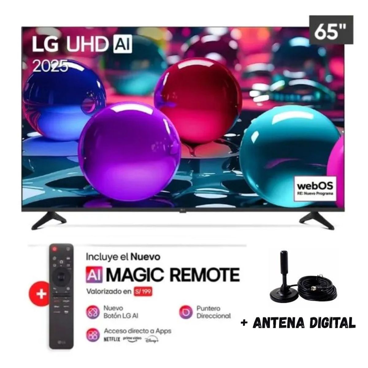 LG - Televisor LG 65" UHD 4K 65UA7300 2025 + Ant + MAGIC