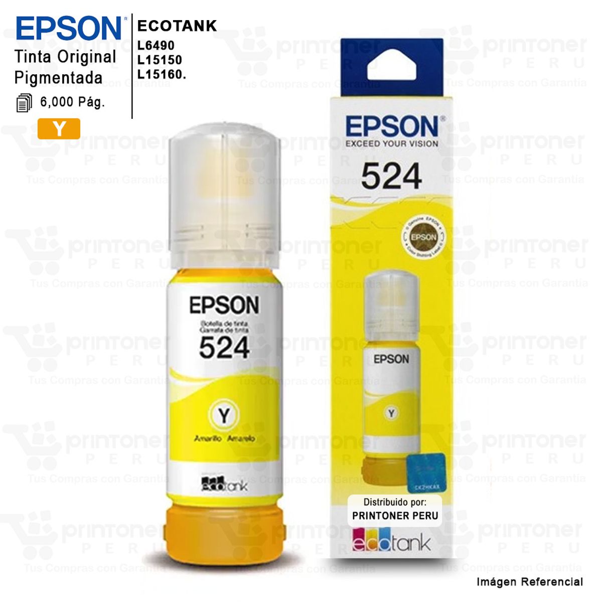 EPSON - Tinta Epson T524 T524420 Yellow Botella de 70ml L15150 L15160