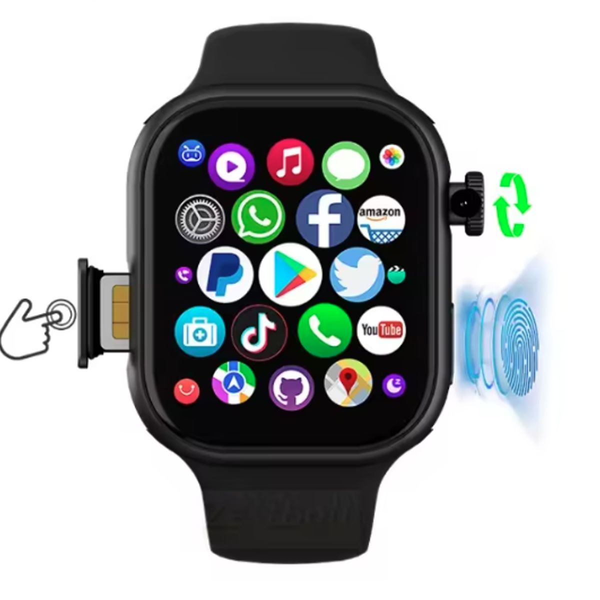 GENERICO - SmartWatch VP 19 Pro Plus 32GB + 512GB Chip 4G Android Huella Color Negro
