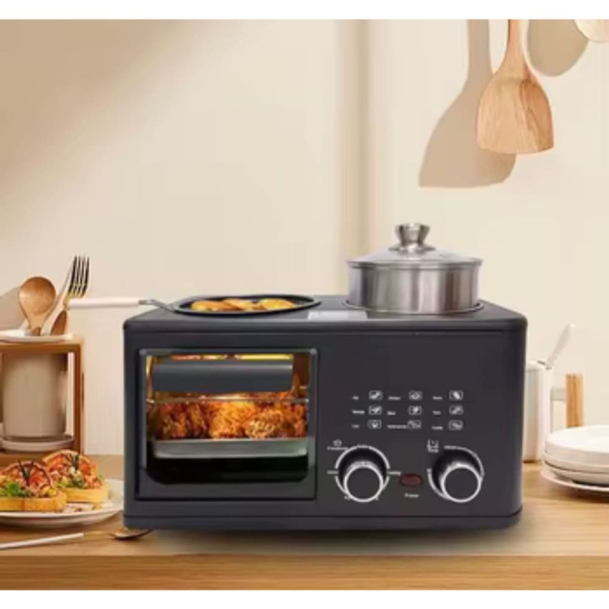 GENERICO - Horno Multifuncion 3 en 1 Desayunero Cocina Rapida Eléctrico