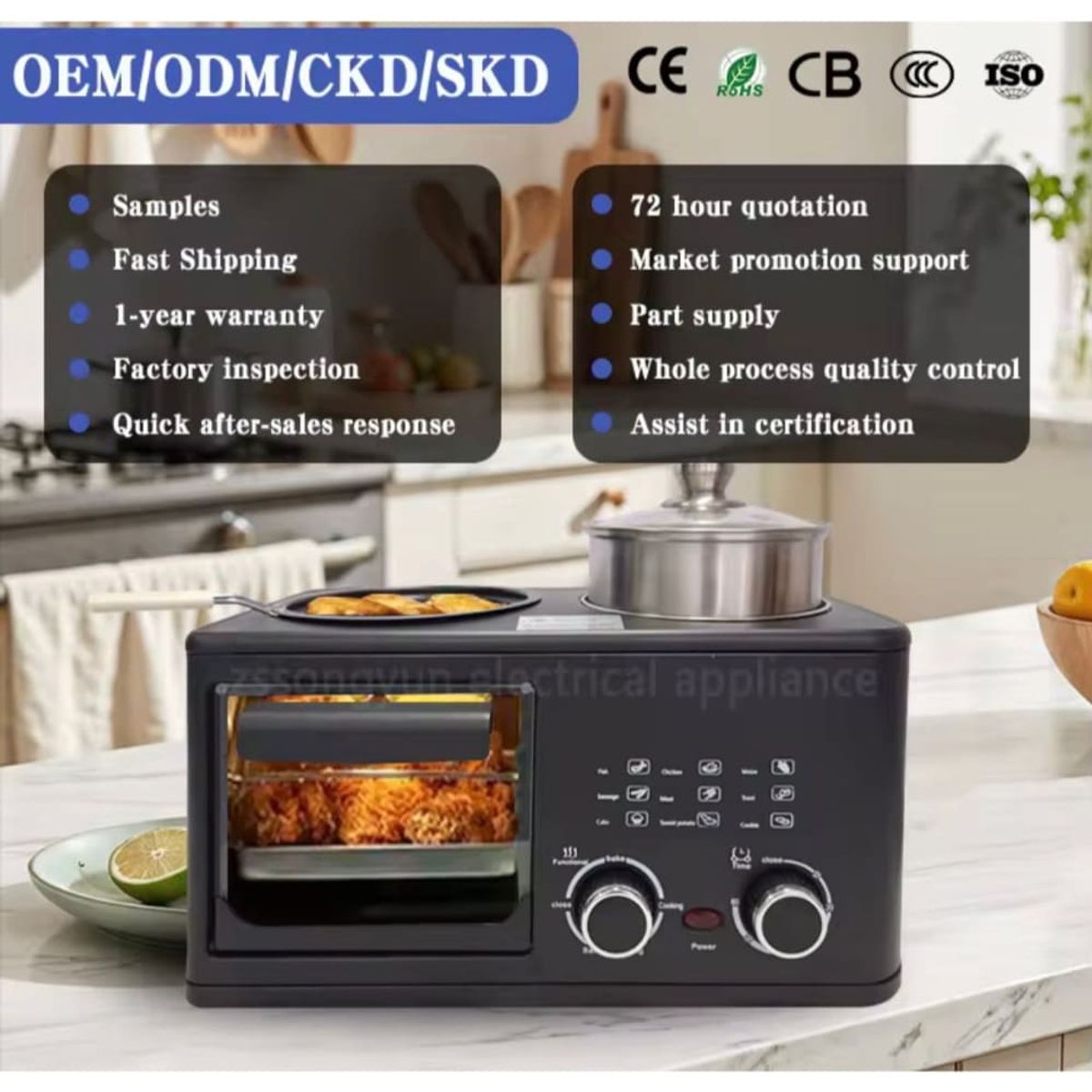 GENERICO - Horno Multifuncion 3 en 1 Desayunero Cocina Rapida Eléctrico