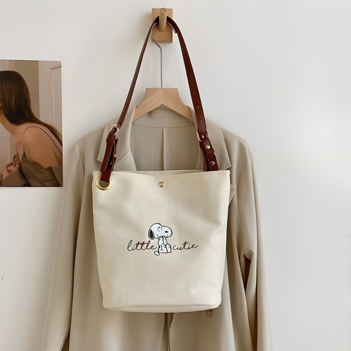 SNOOPY - SNOOPY BOLSO CROSSBODY CASUAL- CREMA