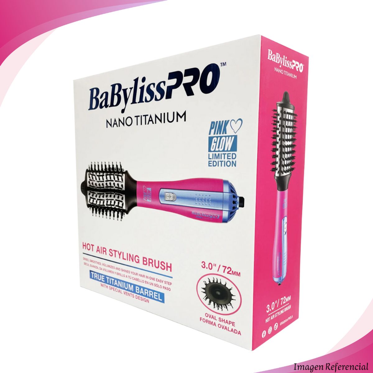 Babyliss Pro - Cepillo Secador de Aire Caliente BaBylissPRO 72mm Fucsia Glow