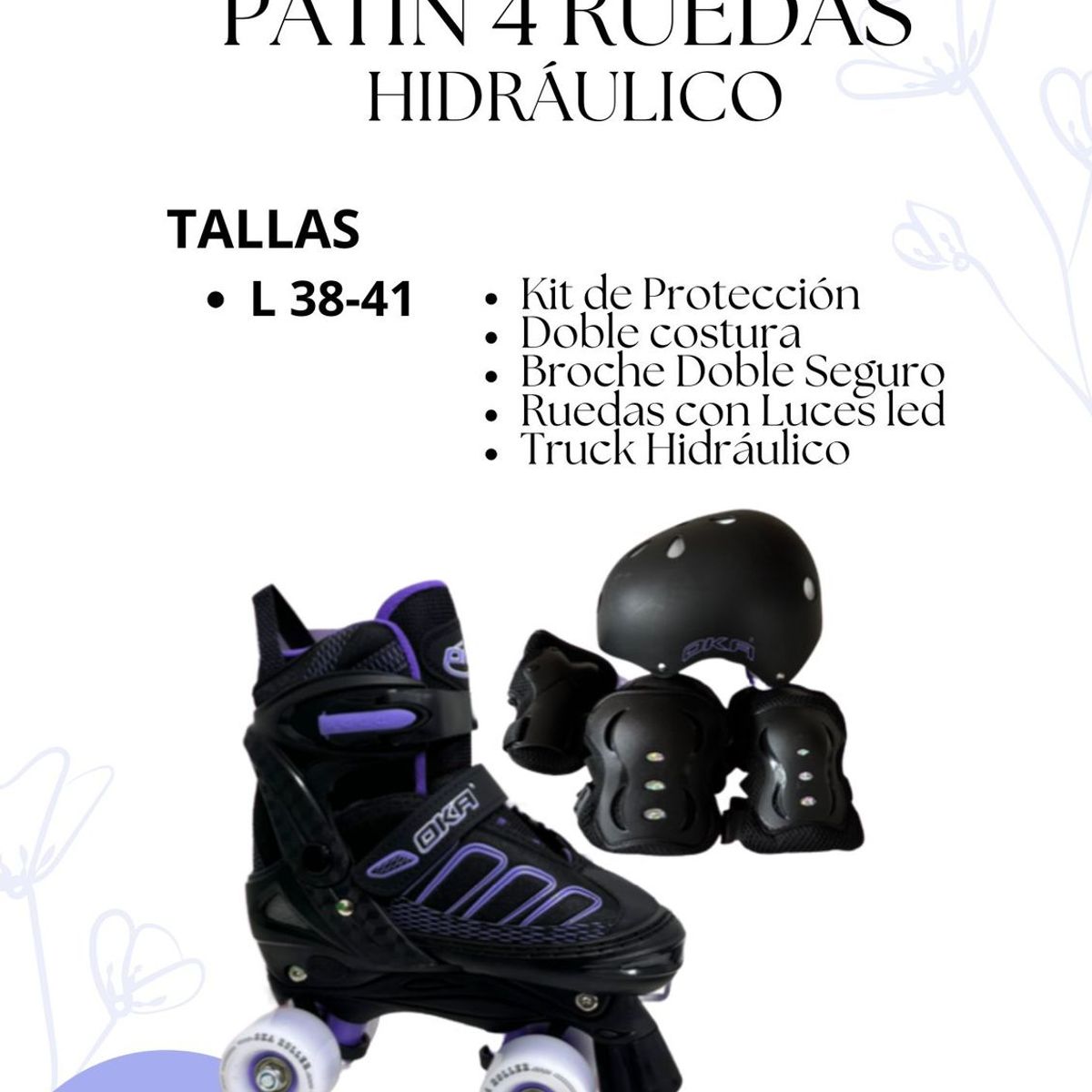 OKA - PATIN 4 RUEDAS HIDRAULICO MORADO TALLA L 38 - 41
