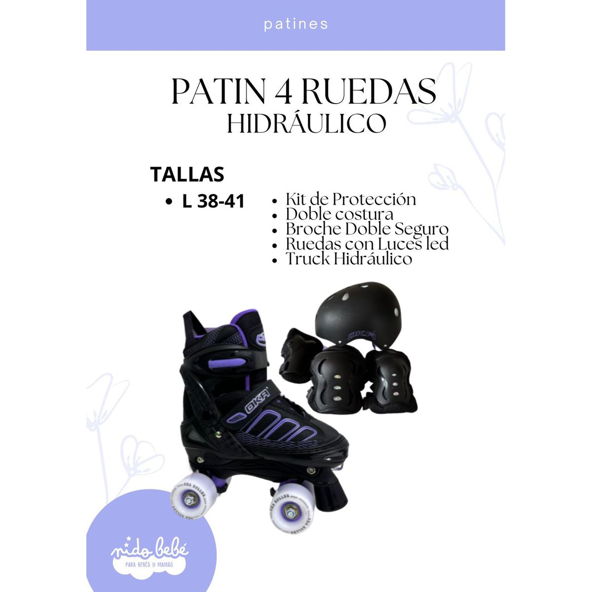 OKA - PATIN 4 RUEDAS HIDRAULICO MORADO TALLA L 38 - 41