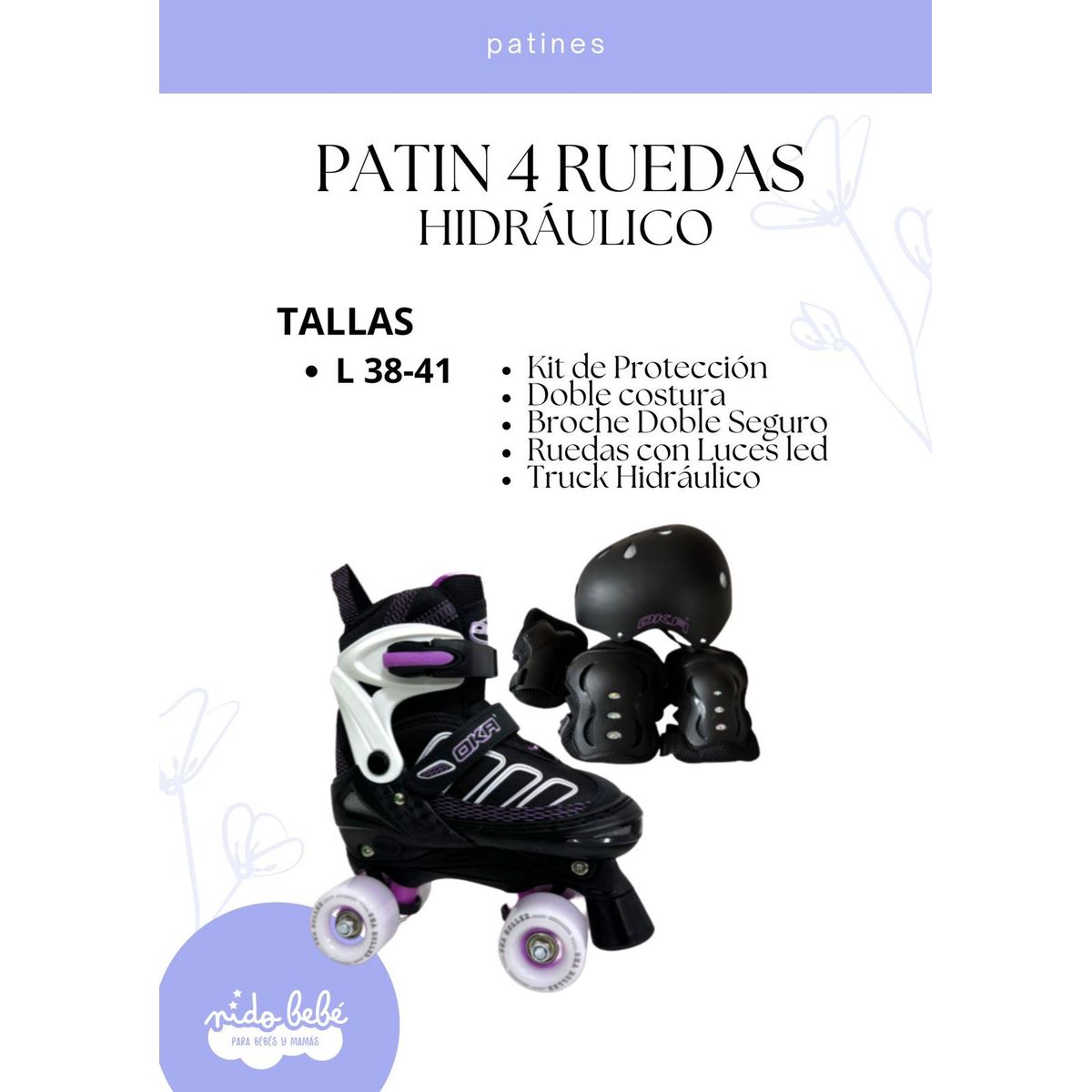 OKA - PATIN 4 RUEDAS HIDRAULICO BLANCO TALLA L 38 - 41