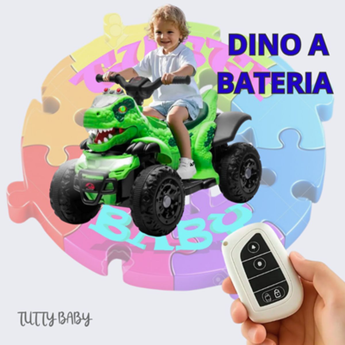 EBABY - CUATRIMOTO DINOSAURIO REX A BATERIA PARA NIÑOS CON CONTROL REMOTO - VERDE