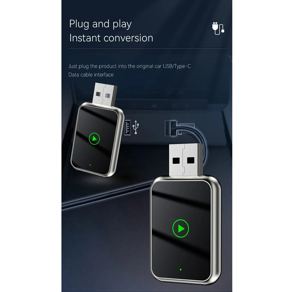 GENERICO - Adaptador inalámbrico CarPlay y Android Auto Plug & Play USB Tipo-C  Universal para autos con CarPlay original