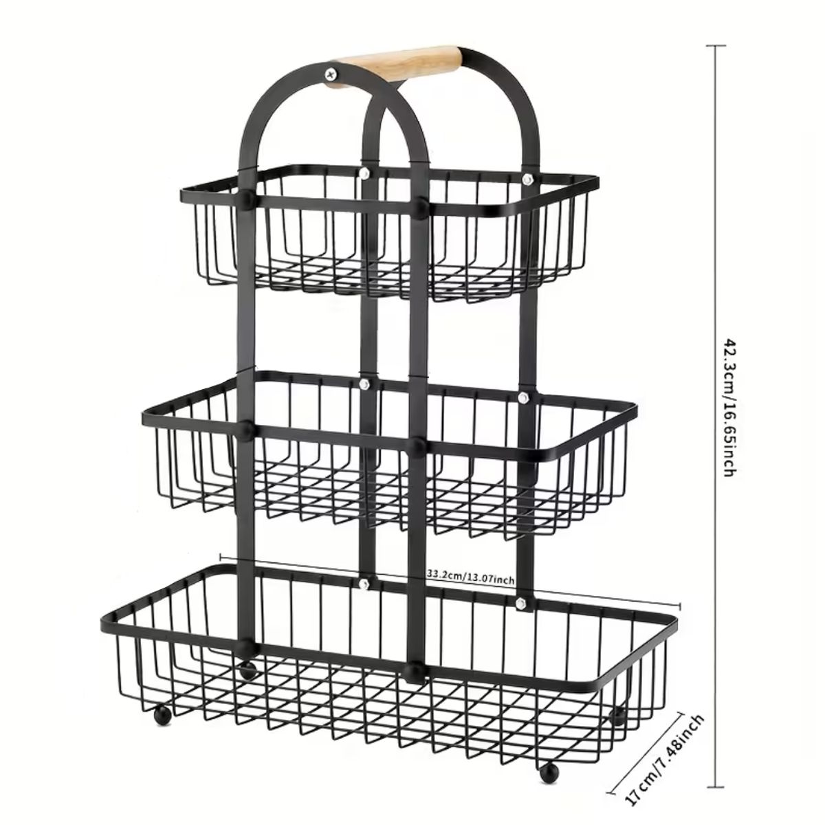 INSPIRA MARKET - Organizador para Frutas y Verduras Frutero Cesta 3 Niveles