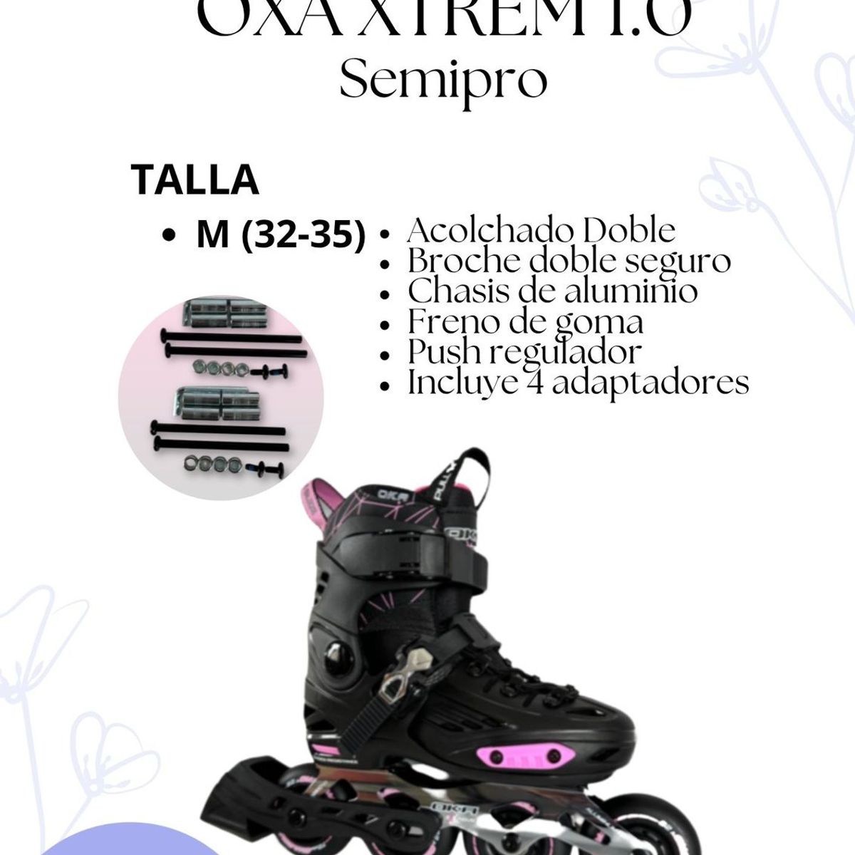 OKA - PATIN LINEAL OXA XTREMN 1.0 SEMIPRO ROSADO M (32 a 35)