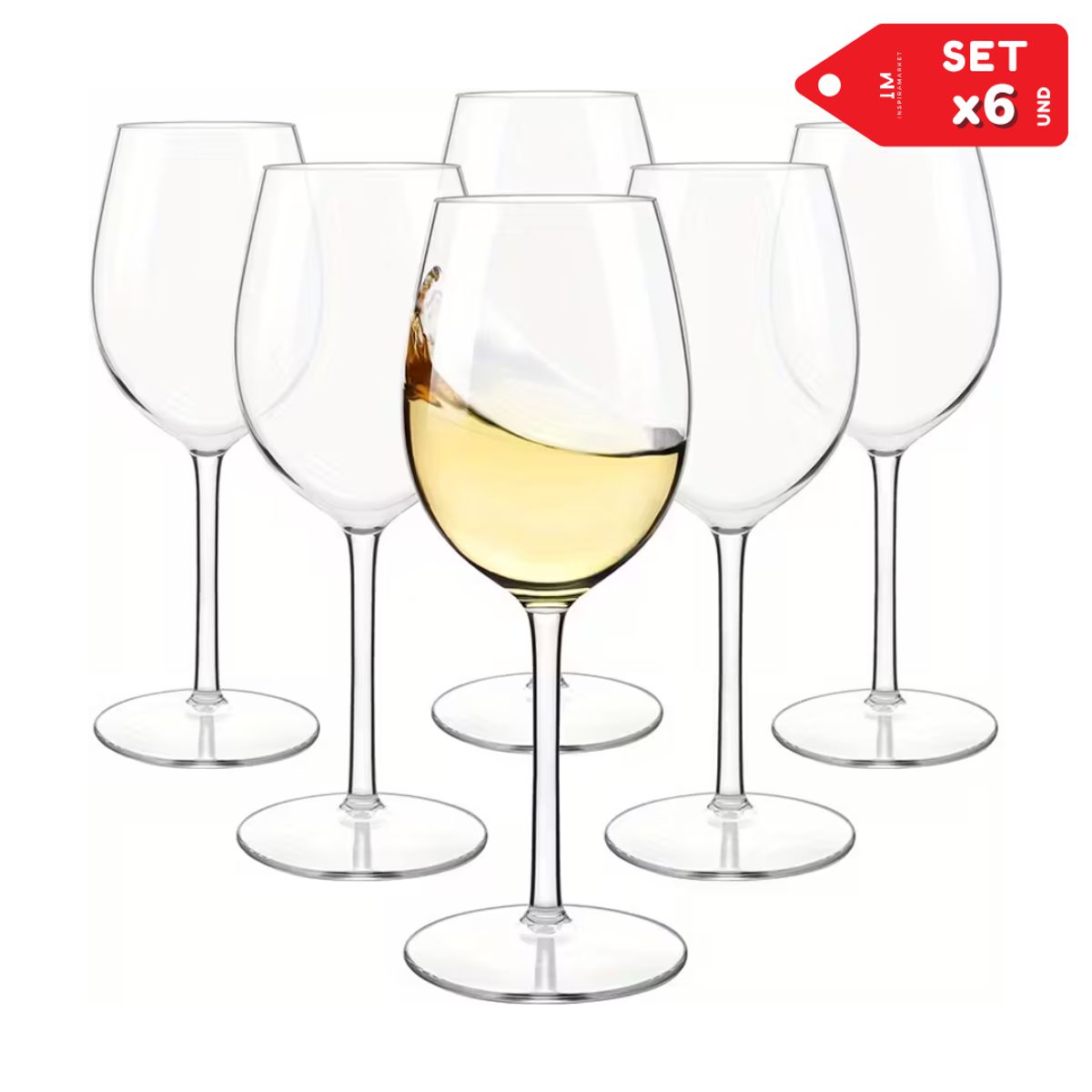 INSPIRA MARKET - Set x6 Copas de Vidrio Copas de Vino 600ml