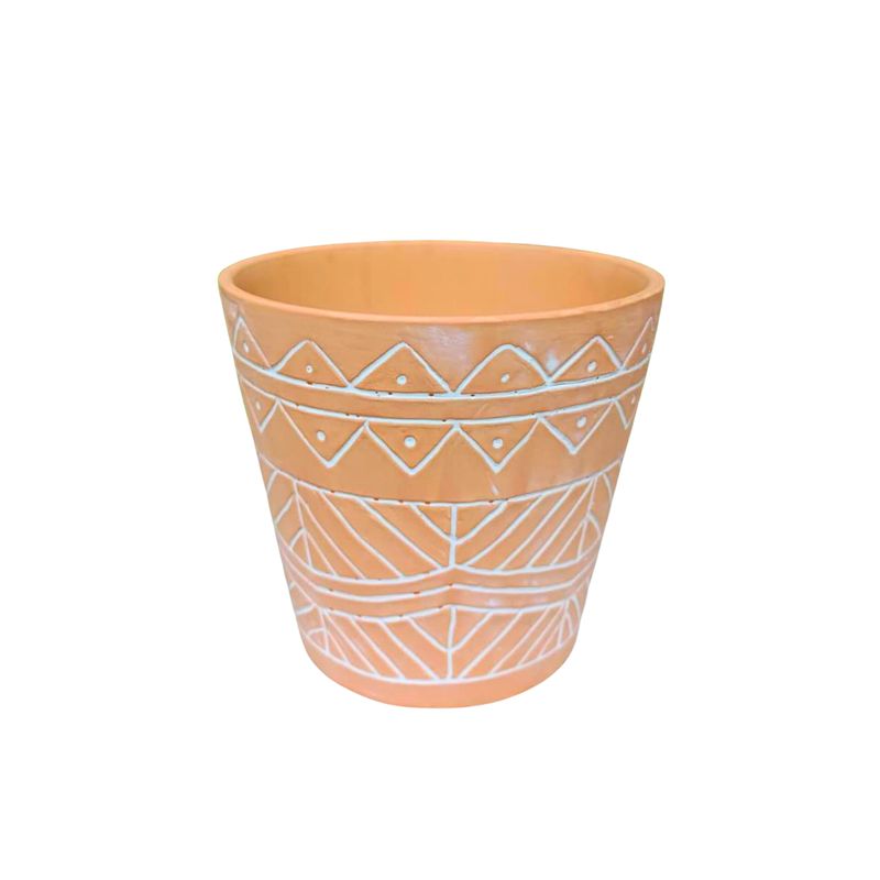 GENERICO - Maceta de Arcilla Decorada Estilo Boho Terracota