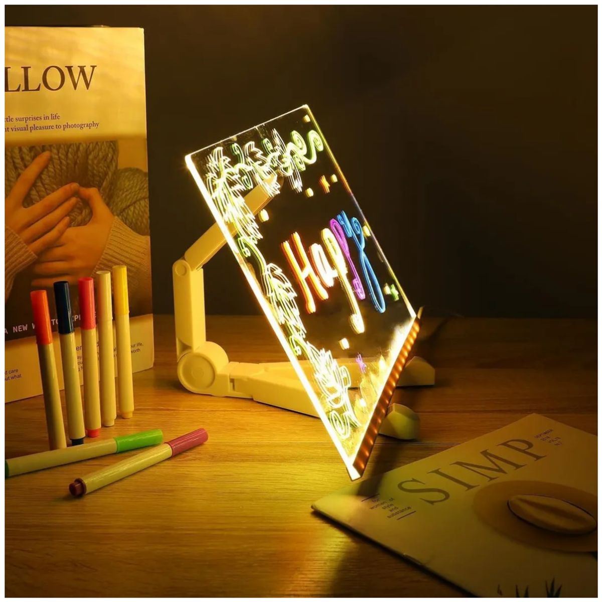 INSPIRA MARKET - Pizarra Acrílica LED para Dibujar con Plumones