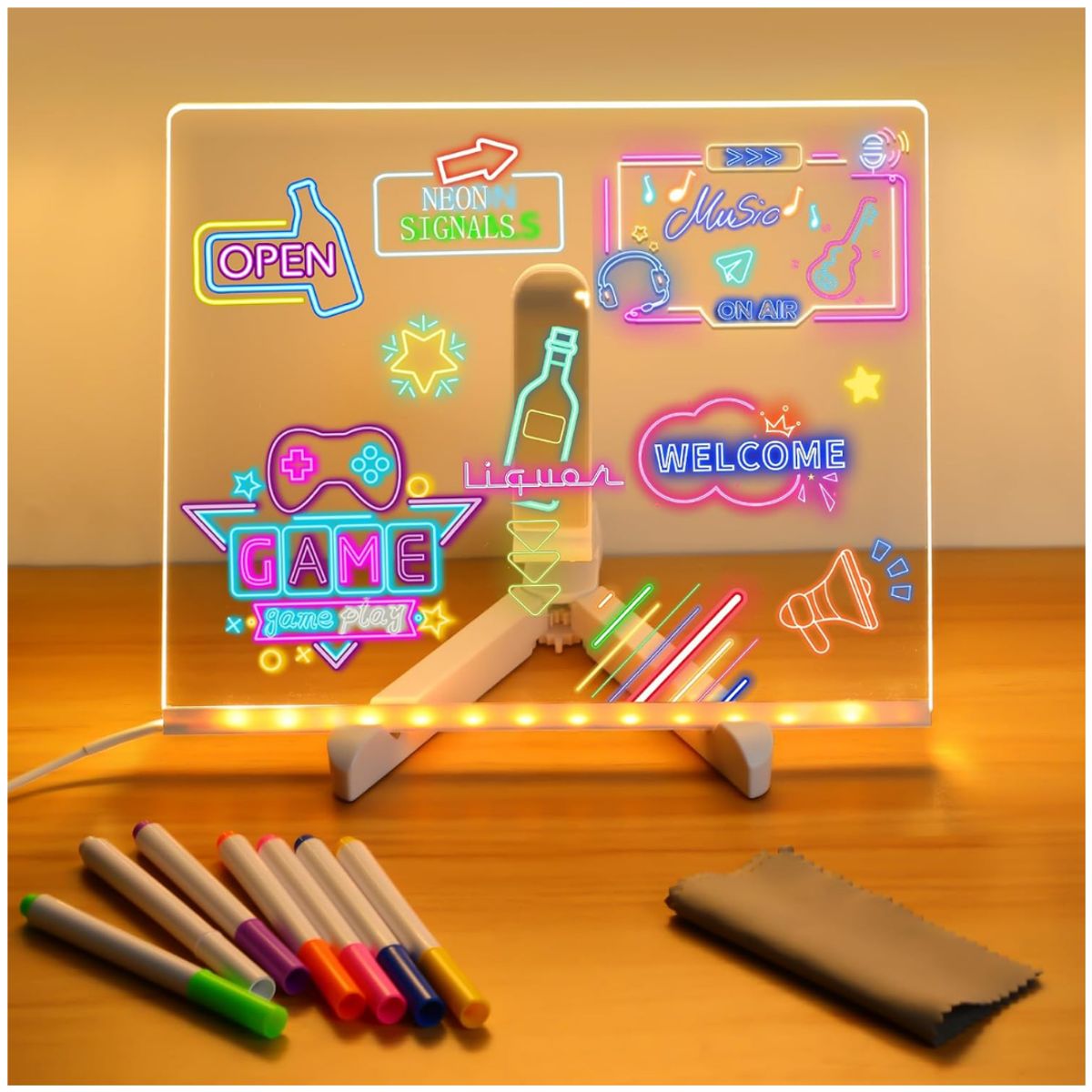 INSPIRA MARKET - Pizarra Acrílica LED para Dibujar con Plumones