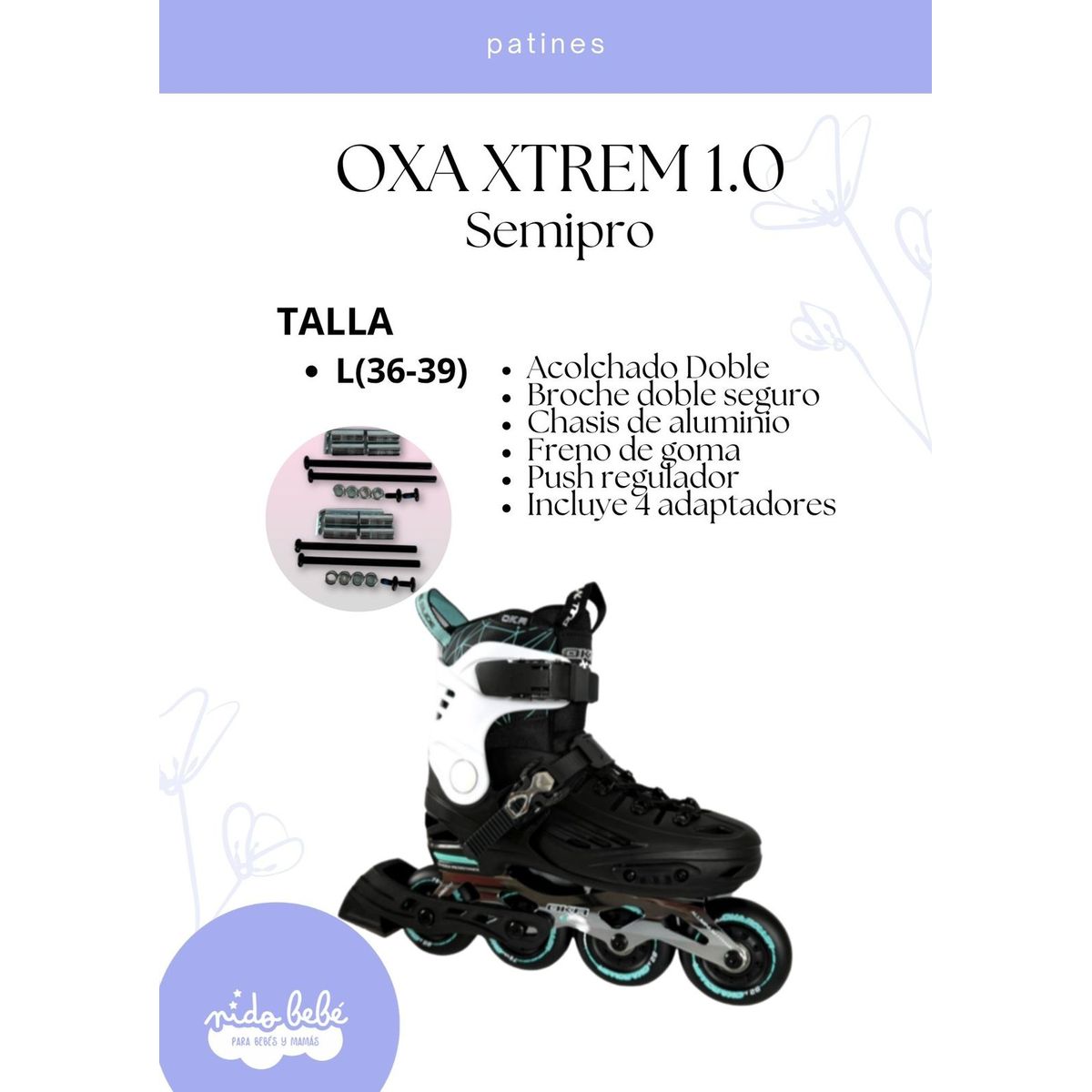 OKA - PATIN LINEAL OXA XTREMN 1.0 SEMIPRO TURQUESA L (36 a 39)