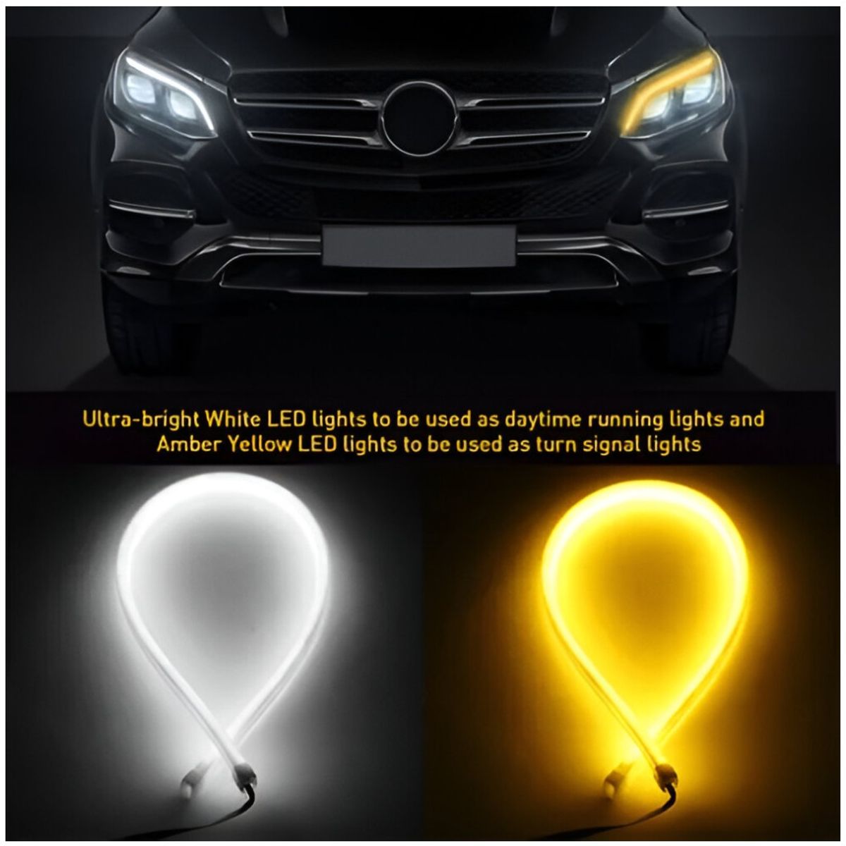 JET - 2X Tira LED Flexible 60cm DRL + Intermitente Ámbar Para Auto Moto