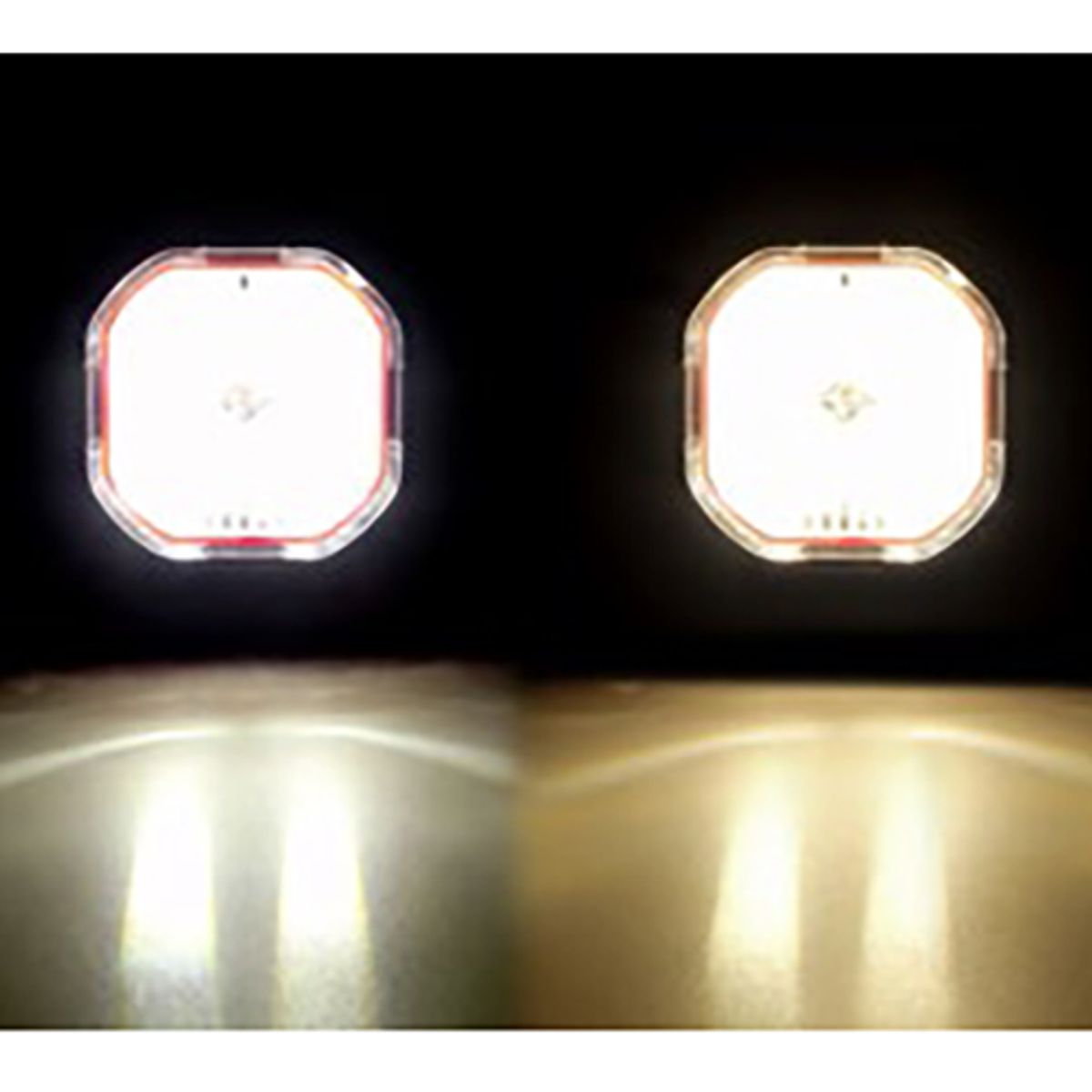 GENERICO - Par Faro Explorador Dual 4 Led Lupa Cuadrado Ojo Diablo Auxiliar Carro Moto Universal