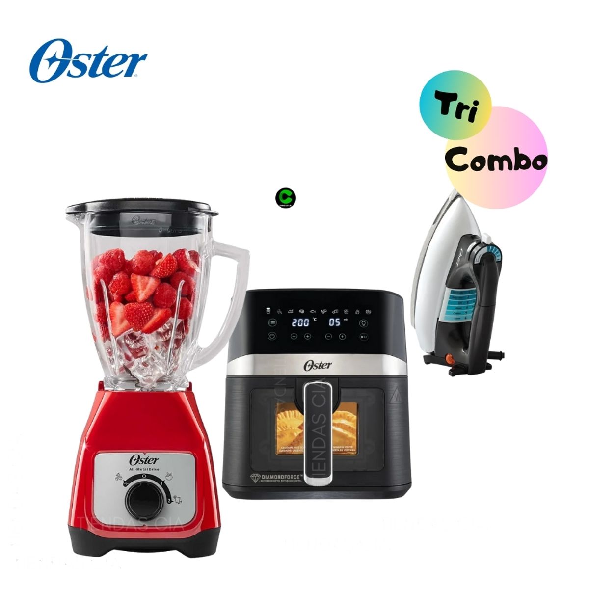 OSTER - TriCombo Oster Licuadora BLSTKAG-RRD - Freidora y Plancha