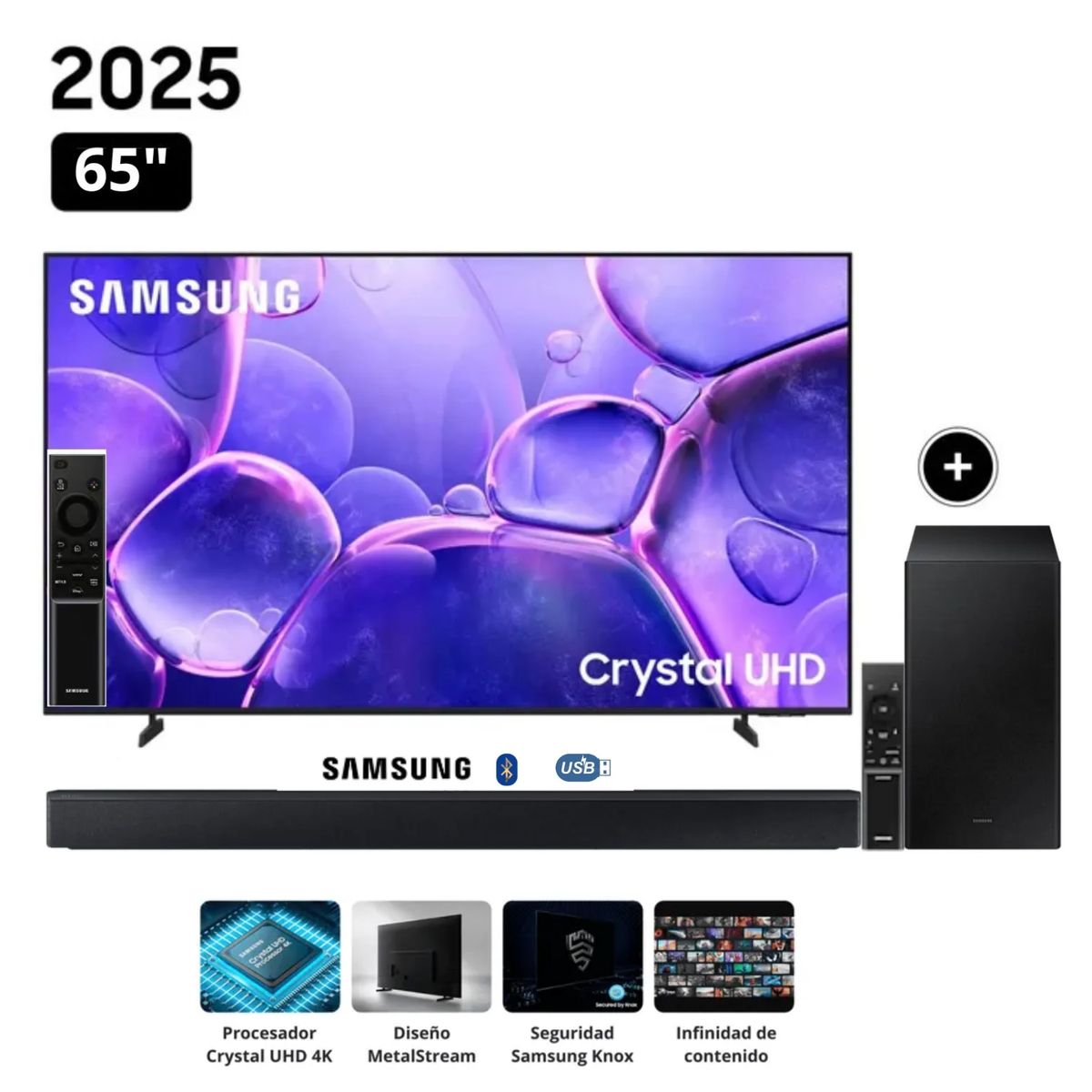 SAMSUNG - Televisor Samsung Smart TV 65Crystal UHD 4K UN65U8000F + Soundbar HW-B450