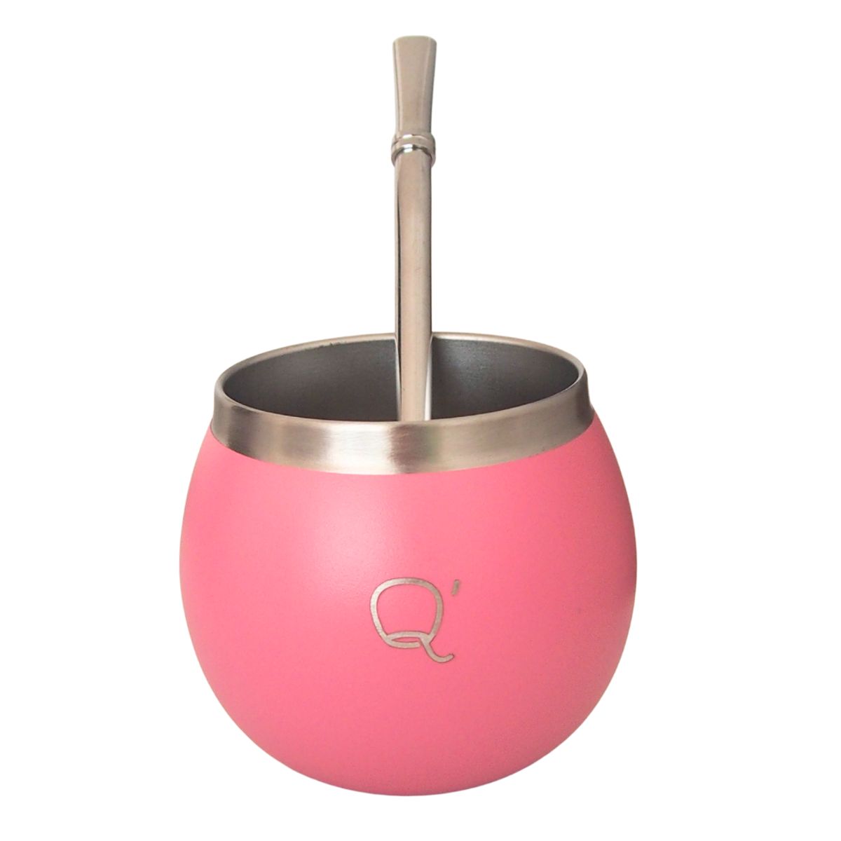 GENERICO - Mate Matero Mini Ball Acero Inoxidable Rosa con Bombilla