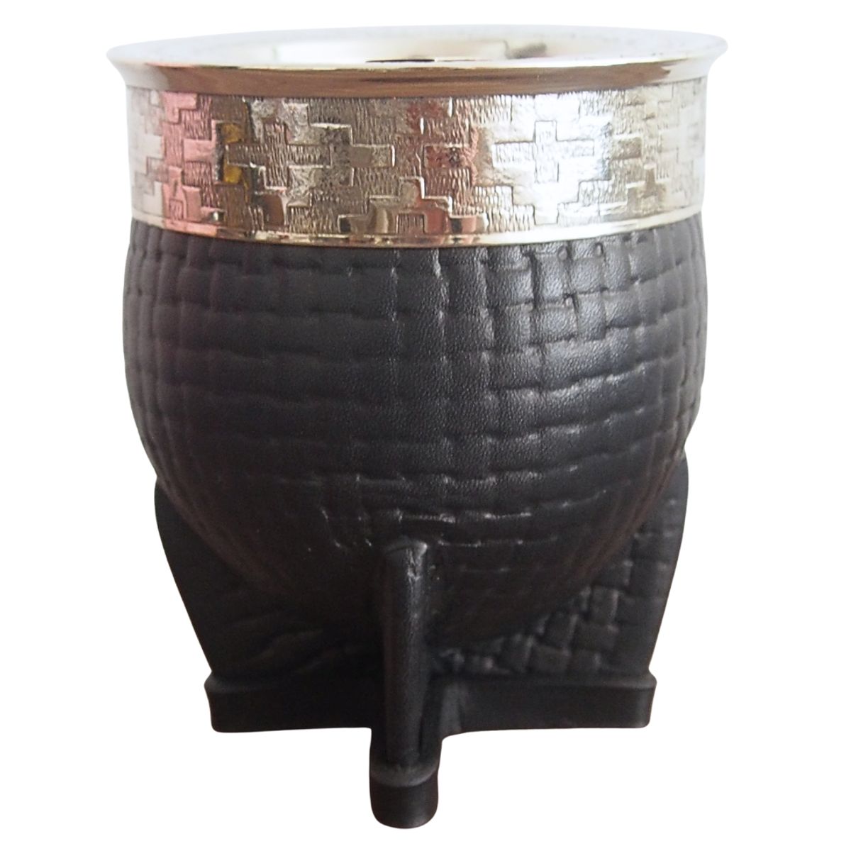 GENERICO - Mate Imperial Premium de Calabaza Cuero Negro y Virola de alpaca N2