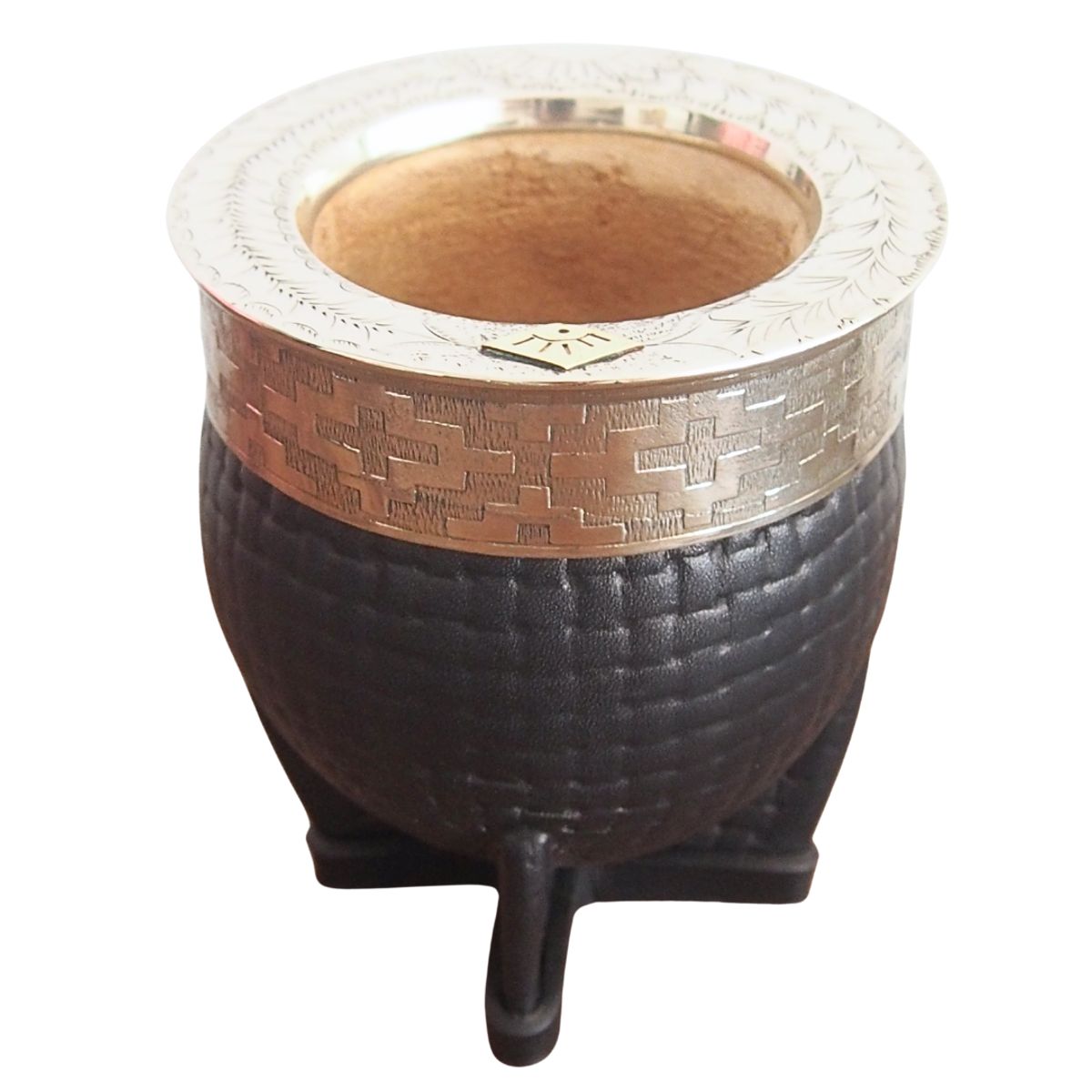 GENERICO - Mate Imperial Premium de Calabaza Cuero Negro y Virola de alpaca N2