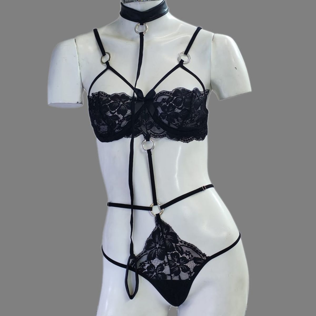 GENERICO - Boddy  Lenceria  Encaje Mujer RIHANNA  con collar DeAlcoba