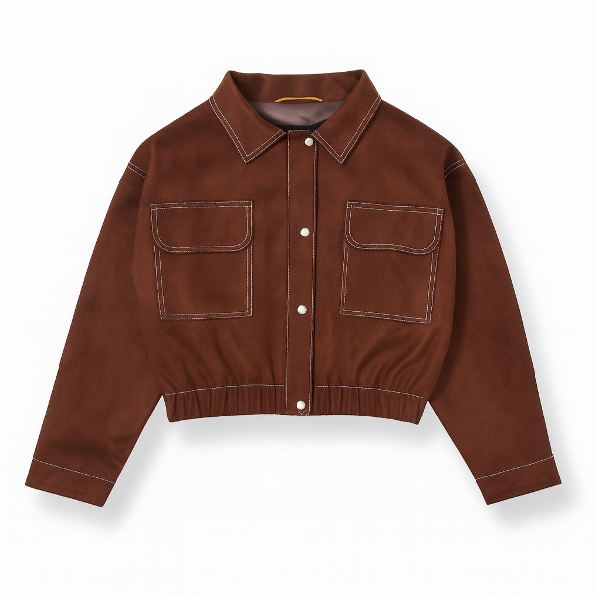 GENERICO - Casaca Mujer Bomber Casual Suede - Marrón Chocolate
