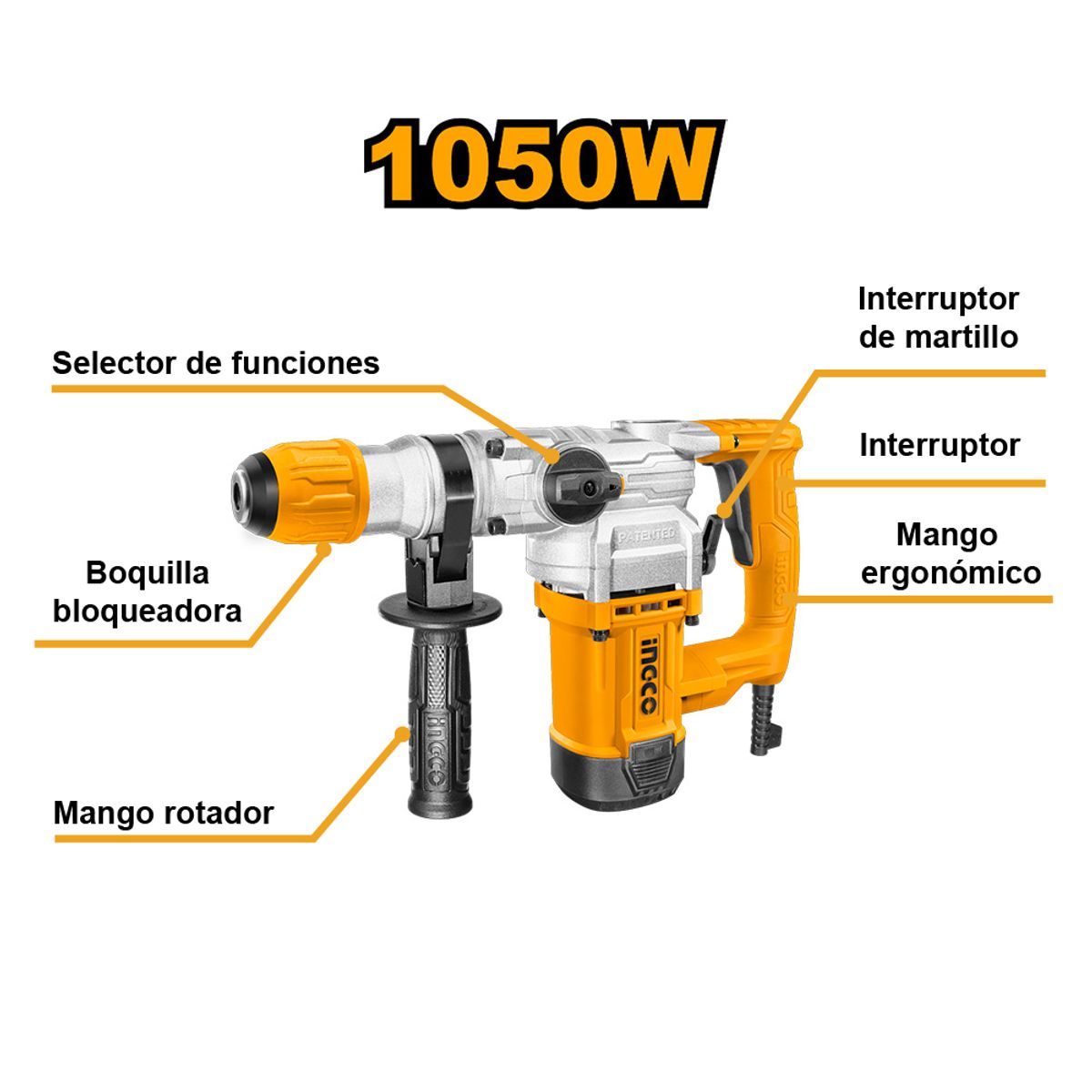 INGCO TOOLS - ROTOMARTILLO INGCO 1050W 45J SDS PLUS RH10506