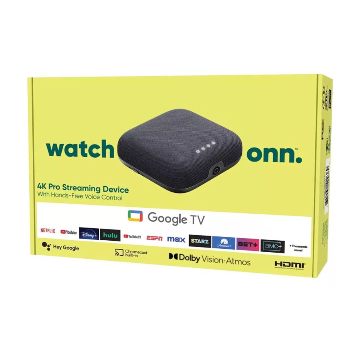 ONN - onn 4K Pro UHD Streaming Box 32GB, 3GB RAM Chromecast Google TV Wi-Fi 6