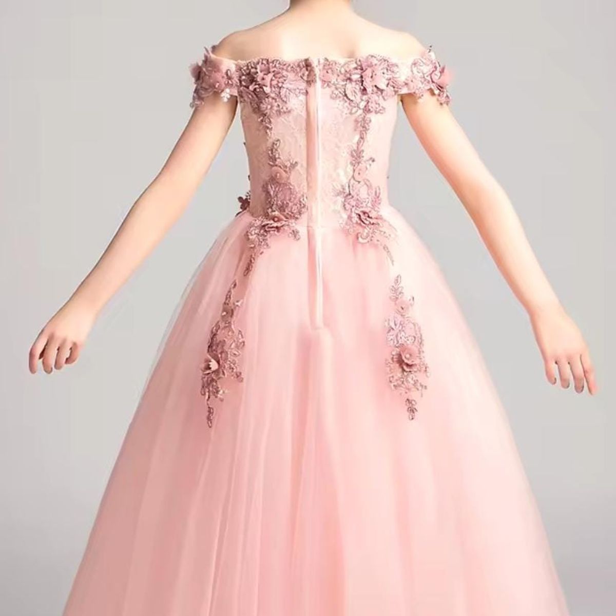 GENERICO - Vestido Niña Princesa Rosa Nude Talla 8